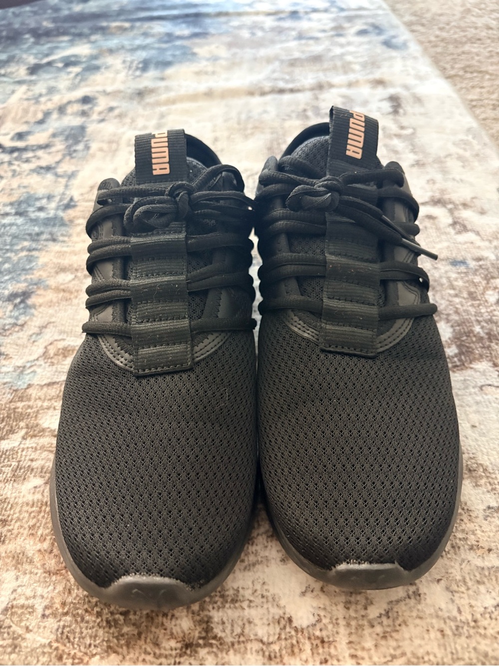 Puma Women’s Black Mesh Lace-Up Sneakers with Subtle Logo